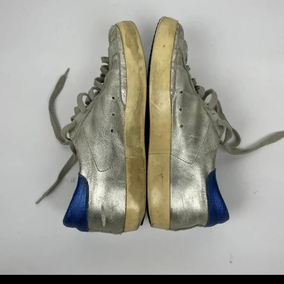 Golden Goose"RARE" Superstar Silver Blue Flag Sneakers - Picture 13 of 14